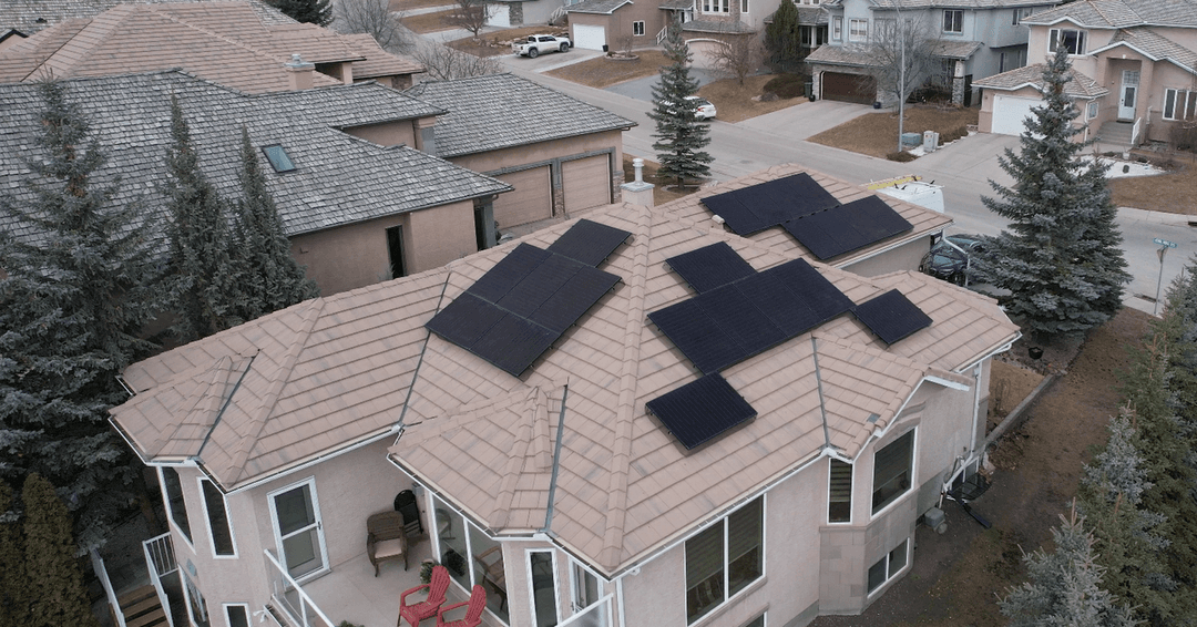 Solar panels installed on clay tile roof Calgary