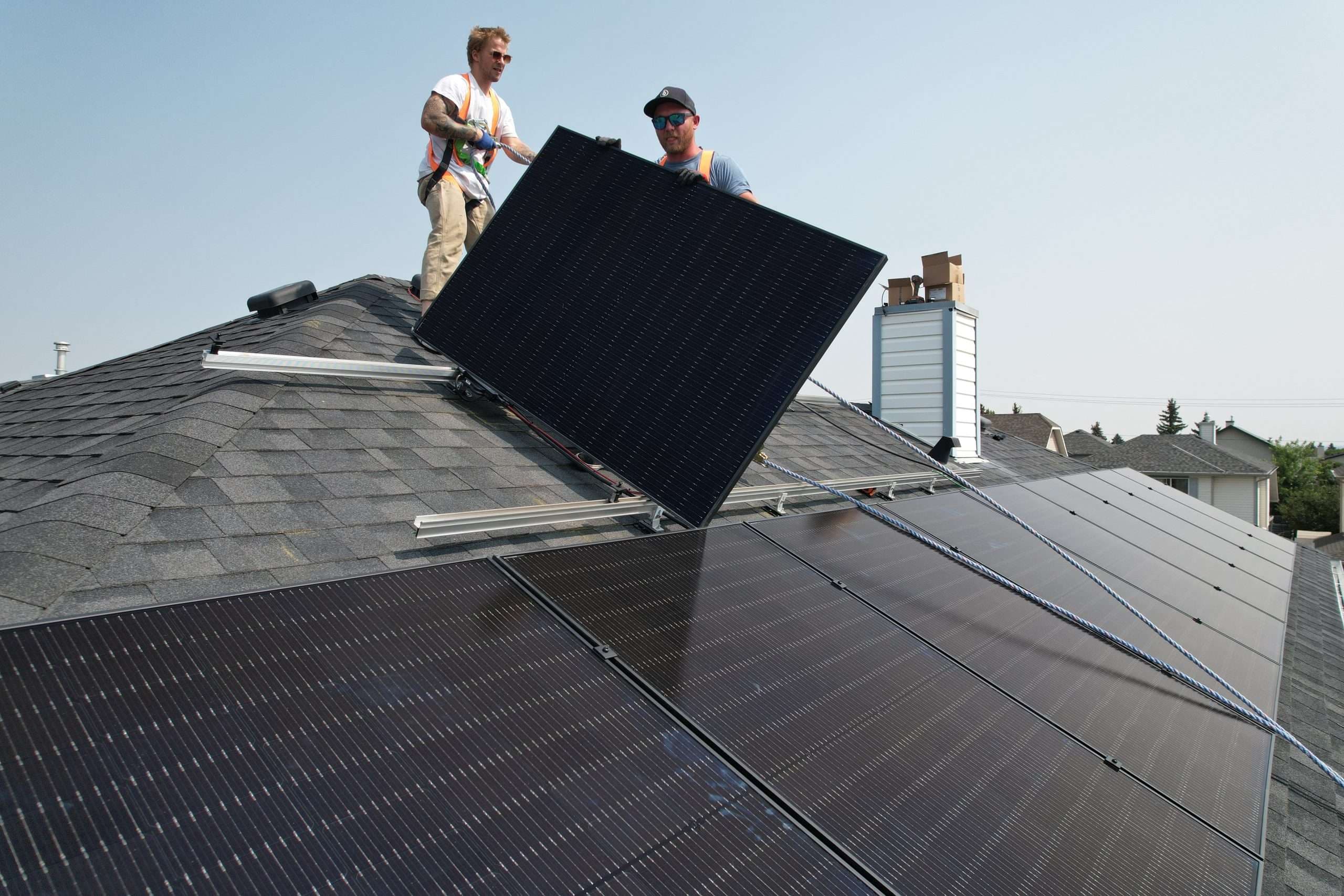 Aerial view of Flux Renewables solar installation in Calgary