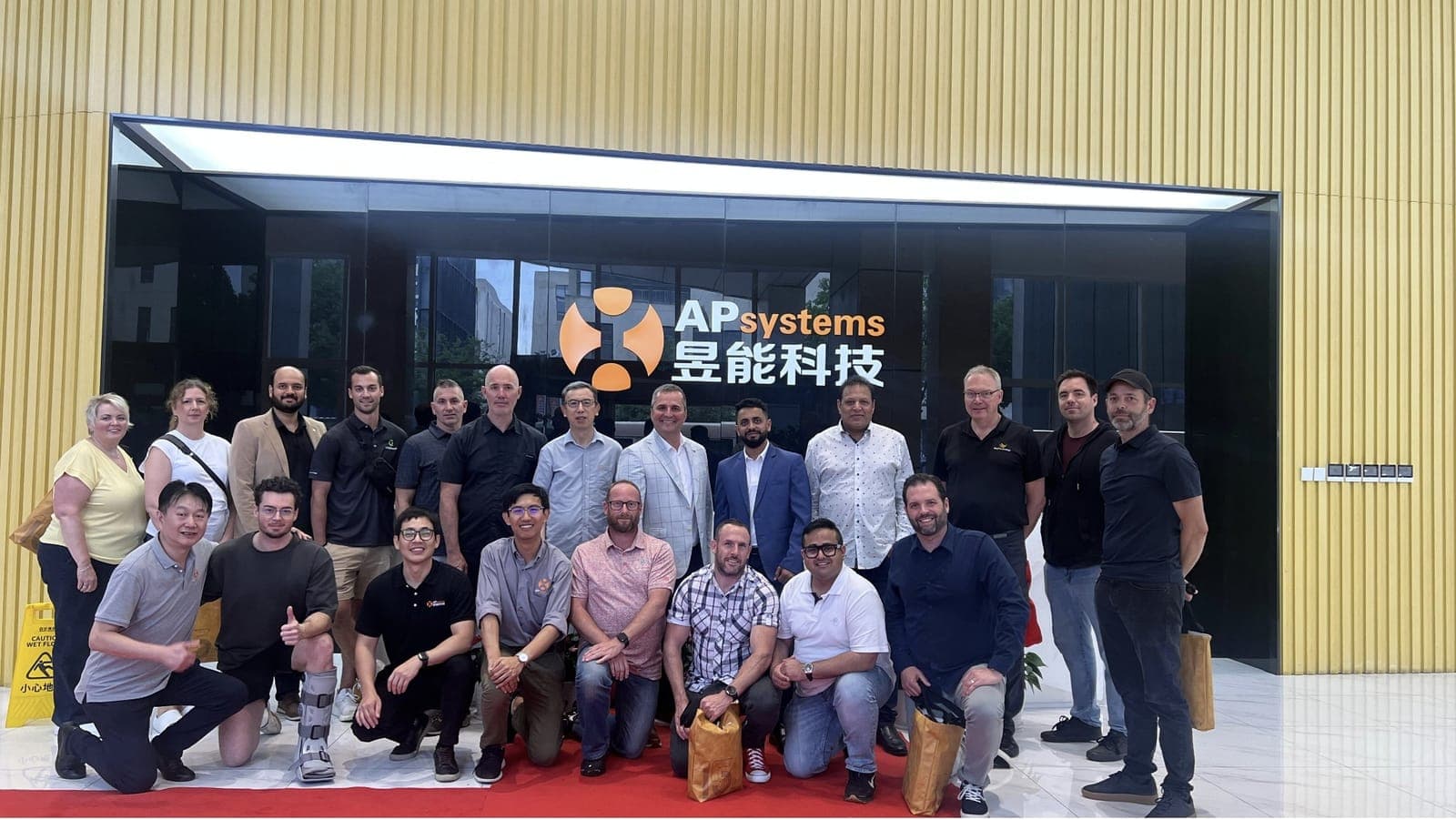 Flux Renewables team at the APsystems microinverter headquarters in China