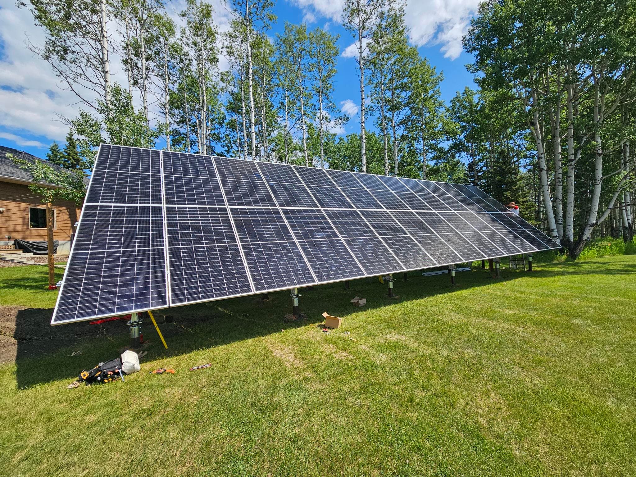 Ground mount solar panel system Alberta farm